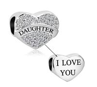 NARTGO Abalorio de corazón con circonita cúbica transparente brillante compatible con pulseras Pandora Charms, Cobre, No es una piedra preciosa