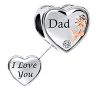 NARTGO Abalorio de corazón de flor de rosa con texto en inglés "I Love You Mom Wife Auntie Sister Grandma Nana compatible con pulseras Pandora Charms, Cobre, No es una piedra preciosa