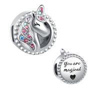 NARTGO Abalorio de unicornio mágico compatible con pulseras Pandora, Metal, No es una piedra preciosa