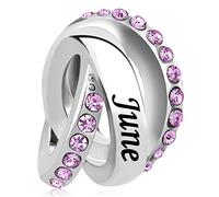 NARTGO Enero a diciembre 12 meses de colores con piedra natal feliz cumpleaños Charm compatible con pulseras Pandora Charms, Cobre, No es una piedra preciosa