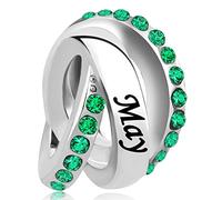 NARTGO Enero-Diciembre 12 Meses Colores Piedra natal Feliz Cumpleaños Charm Compatible con Pandora Charms Pulseras, Cobre, No es una piedra preciosa