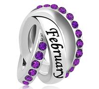 NARTGO Enero-Diciembre 12 Meses Colores Piedra natal Feliz Cumpleaños Charm Compatible con Pandora Charms Pulseras, Cobre, No es una piedra preciosa