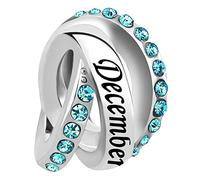 NARTGO Enero-Diciembre 12 Meses Colores Piedra natal Feliz Cumpleaños Charm Compatible con Pandora Charms Pulseras, Cobre, No es una piedra preciosa