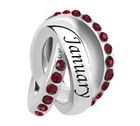 NARTGO Enero-Diciembre 12 Meses Colores Piedra natal Feliz Cumpleaños Charm Compatible con Pandora Charms Pulseras, Cobre, No es una piedra preciosa