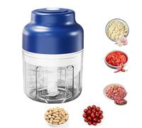 Nartionwant Electric Garlic Chopper Mini,320ml Usb Rechargeable Garlic Mincer,Food Chopper Electric Tool,Home Kitchen Garlics Chopper with 6 Blades for Onions Peppers Spices Ginger Minced (Blue)