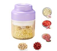 Nartionwant Electric Garlic Chopper Mini,320ml Usb Rechargeable Garlic Mincer,Food Chopper Electric Tool,Home Kitchen Garlics Chopper with 6 Blades for Onions Peppers Spices Ginger Minced (Purple)