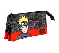 Naruto Clouds-Estuche Portatodo Triple Fan, Negro, 23 x 11 cm