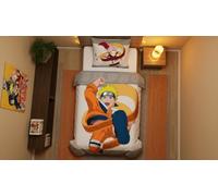 Naruto Funda Nórdica Cama 90 140x200 + Funda Almohada 65x65 100% Algodón | Ropa de cama reversible | Algodón natural transpirable Oeko-Tex | Licencia manga oficial | Regalo adolescente | Idea regalo