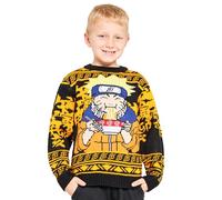 NARUTO Jersey Navideño Niños Anime - Suéter Oficial Navideños, Tallas 9 a 16 Años - Regalos Sudadera Niño (Negro/Amarillo, 13-14 años)