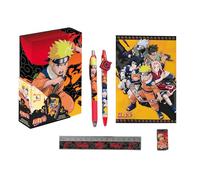 Naruto Juego de Papelería, Incluye Cuaderno, Regla, Lapiz, Boligrafo, Caja de Regalo Set de Papeleria para Niños