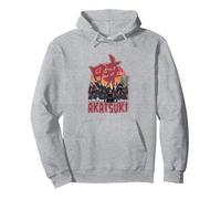 Naruto Shippuden Akatsuki Grupo con Kanji Anime Sudadera con Capucha, Unisex para Adultos, Gris Jaspeado, S