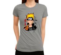 Naruto Shippuden Akatsuki Sasuke Itachi | Uzumaki Naruto Kyubi Modus Style XXI Camiseta Mujer, gris, XL