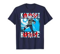 Naruto Shippuden Kakashi Lanzando Rayo Anime Camiseta, Hombre, Azul Marino, XXL