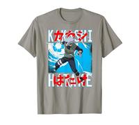 Naruto Shippuden Kakashi Lanzando Rayo Anime Camiseta, Hombre, Pizarra, XXL