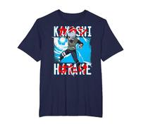 Naruto Shippuden Kakashi Lanzando Rayo Anime Camiseta, Hombre Tallas Grandes, Azul Marino, 3X Alto