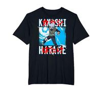 Naruto Shippuden Kakashi Lanzando Rayo Anime Camiseta, Hombre Tallas Grandes, Negro, 2X Alto