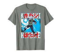 Naruto Shippuden Kakashi Lanzando Rayo Anime Camiseta, Hombre, Verde Militar Jaspeado, M