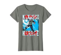Naruto Shippuden Kakashi Lanzando Rayo Anime Camiseta, Mujer, Verde Militar Jaspeado, L