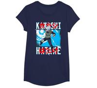 Naruto Shippuden Kakashi Lanzando Rayo Anime Camiseta, Niñas, Azul Marino, S