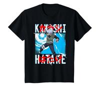Naruto Shippuden Kakashi Lanzando Rayo Anime Camiseta, Niños, Negro, 10 años