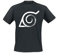 Naruto Shippuden - Konoha Hombre Camiseta Negro M, 100% algodón, Regular