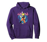 Naruto Shippuden Rasengan Jutsu Swirls Anime Sudadera con Capucha, Unisex para Adultos, Morado, XXL