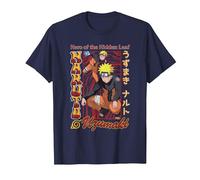 Naruto Shippuden Red and Gold Retro Naruto Anime Camiseta, Hombre, Azul Marino, XXL