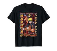Naruto Shippuden Red and Gold Retro Naruto Anime Camiseta, Hombre, Negro, XXL