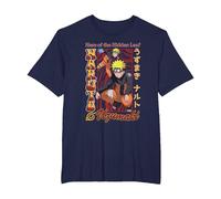 Naruto Shippuden Red and Gold Retro Naruto Anime Camiseta, Hombre Tallas Grandes, Azul Marino, 4X Alto
