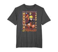 Naruto Shippuden Red and Gold Retro Naruto Anime Camiseta, Hombre Tallas Grandes, Jaspeado Oscuro, 3X Alto
