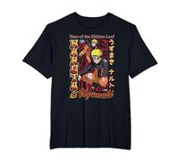 Naruto Shippuden Red and Gold Retro Naruto Anime Camiseta, Hombre Tallas Grandes, Negro, 2X Alto