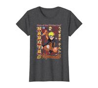 Naruto Shippuden Red and Gold Retro Naruto Anime Camiseta, Mujer, Jaspeado Oscuro, M