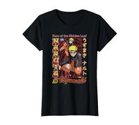 Naruto Shippuden Red and Gold Retro Naruto Anime Camiseta, Mujer, Negro, XXL