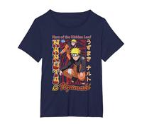 Naruto Shippuden Red and Gold Retro Naruto Anime Camiseta, Mujer Tallas Grandes, Azul Marino, 1XL Grande