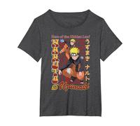 Naruto Shippuden Red and Gold Retro Naruto Anime Camiseta, Mujer Tallas Grandes, Jaspeado Oscuro, 2XL Grande