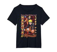 Naruto Shippuden Red and Gold Retro Naruto Anime Camiseta, Mujer Tallas Grandes, Negro, 2XL Grande