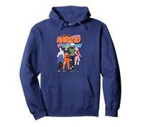 Naruto Shippuden Team 7 with Naruto Logo Anime Sudadera con Capucha, Unisex para Adultos, Azul Marino, XXL