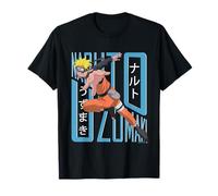 Naruto Shippuden Uzumaki Action Pose with Name Anime Camiseta