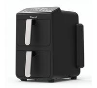 NARVI - Freidora de Aire Doble Resistencia 10L - 2460W - Cocción Rápida Sin Girar Alimentos - 10 Menús - 2 Cestas de 5L con Finalización Simultánea SYNC - Panel Táctil y Libre de BPA