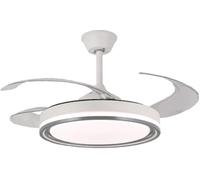 NARVI Ventilador de Techo | Control Remoto | 3 Palas Transparentes | Iluminación LED Ajustable 45W | Motor DC Eficiente | Función Invierno/Verano | Blanco y Gris