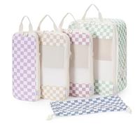 Narwey 5 Sets Compresión Organizador Maletas Bolsos, Compression Packing Cubes, Bolsas Viaje para Mochila, Equipaje de Mano y Maleta, Organizadoras Ropa Travel Essentials (cuadros combinada)