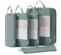 Narwey 5 Sets Compresión Organizador Maletas Bolsos, Compression Packing Cubes, Bolsas Viaje para Mochila, Equipaje de Mano y Maleta, Bolsas Organizadoras Ropa para Viaje Hogar (verde)