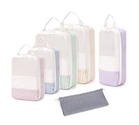 Narwey 6 Sets Compresión Organizador Maleta, Packing Cubes Compression, Bolsas Viaje para Mochila y Maleta, Cubos Organizadoras Maletas Travel Essentials Accesorios Viaje (rayas multicolor)