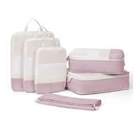 Narwey 6 Sets Compresión Organizador Maleta, Packing Cubes Compression, Bolsas Viaje para Mochila y Maleta, Cubos Organizadoras Maletas Travel Essentials Accesorios Viaje (Rosa)