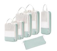Narwey 6 Sets Compresión Organizador Maletas Bolsos, Compression Packing Cubes, Bolsas Viaje para Mochila, Equipaje de Mano y Maleta, Bolsas Organizadoras Ropa para Viaje Hogar Negocios (verde menta)