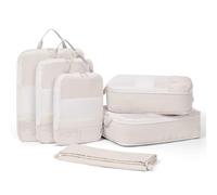 Narwey 6 Sets Compresión Organizador Maletas, Compression Packing Cubes, Bolsas Organizadoras Ropa Viaje, Cubos Organizadoras Maletas Travel Essentials Accesorios Viaje (Beige)