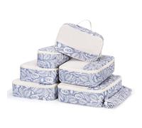 Narwey 7 Sets Organizador Maletas Bolsos, Packing Cubes, Bolsas Viaje para Mochila, Equipaje de Mano y Maleta, Bolsas Organizadoras Ropa para Viaje Hogar Negocios (hoja azul)