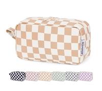 Narwey Neceser de Maquillaje de Viajar Bolsa de Cosméticos Neceser Bolsa de Aseo Ligero Bolsa de Maquillaje con Cremallera Mujer Hombre (Tablero de Ajedrez Light)