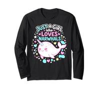 Narwhal Marine Mammal Lover, Just A Girl Who Loves Narwhals Manga Larga
