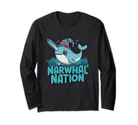 Narwhal Nation - Lindo Unicornio oceánico con Sombrero Manga Larga